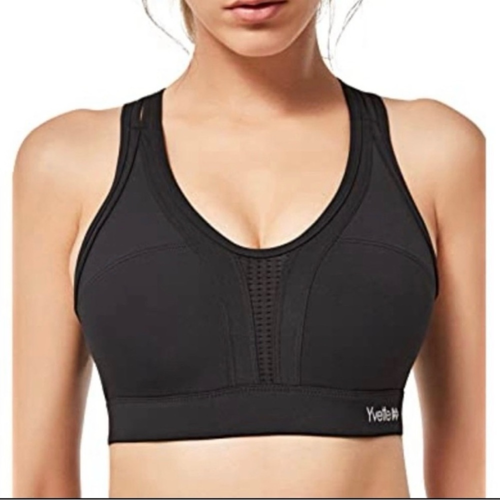 Yvette Women High Impact Sports Bras Criss Cross Back Sexy Running Bra Size 36D